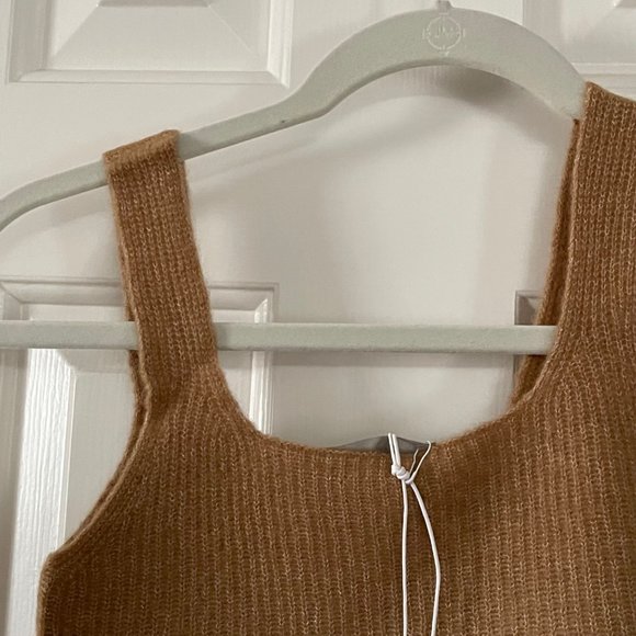 Everlane Tan Camel Square Neck Tank Crop Top Size XS New With Tags - Picture 3 of 7